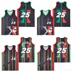 Movie Basketball Film 25 Malcolm X Power Jerseys 1992 Power College Black Team Color HipHop Pure Cotton Embroidery And Stitched Breathable For Sport Fans High/Top