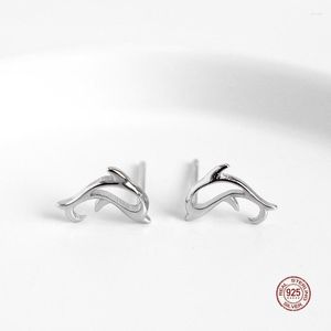 Stud Earrings LKO Real 925 Sterling Silver Mini Dolphin Ear Studs Small Animal Exquisite Cute For Women Girls Gift Jewelry