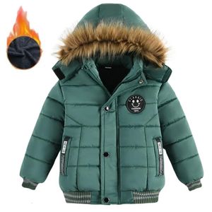 Weste Outdoor-Jacke für Jungen Winter mit Kapuze Reißverschluss Oberbekleidung warm lässig Baby samt dicke Mäntel Kinder Kleidung Pelzkragen Parka 231120