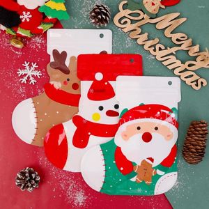 Present Wrap Christmas Self Sealing Påsar Plast Candy Cookie Snack Packaging Väska år Party Diy Decoration Supplies