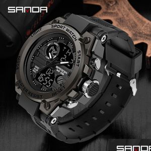 Zegarek na rękę Top luksusowe zegarki mężczyzn armia wojskowa męska Watch Waterproof Sport zegarek podwójny wyświetlacz męski MALO MASCINO DHAD DHGARDEN OT1Q3