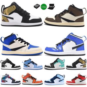 Kids Basketball 2024 Infants Kid Shoes Game Royal Scotts Obsidian Chicago Bred Sneakers Mid Multi-color Boys Grils Tie-dye Baby Unisex Shoe