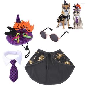 Psa odzież Halloween Akcesoria dla zwierząt śmieszne czapkę Trójkąt bandanas okulary płaszcza Zestaw Zestaw Elementy Caps Puppy Product Catplay Cosplay