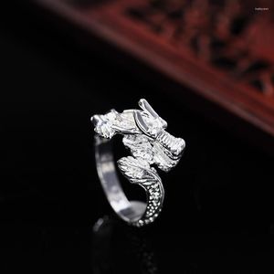 Обручальные кольца очарование 925 Цветное серебряное кольцо для мужчин Прекрасное доминирующее драконное вечерин