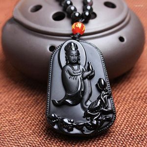 Hänge halsband naturliga obsidian lotus avalokitesvara smycken fin kristall vas mäns och kvinnors halsband