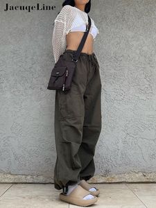 Kvinnor Pants Capris Jacqueline Baggy Sweatpants Kvinnor Punk Wide Last Cargo Pants Y2K Drawstring Low Midje Joggers Fashion Vintage Hippie Trousers 230421