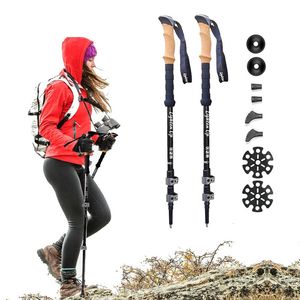 Pólos de esqui iluminam acima 2 pcs liga de alumínio pólos de trekking ao ar livre pólos camping portátil caminhada caminhada vara para idosos nórdicos 231120