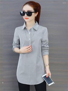 Women's Blouses Fashion Spring Autumn Style Long Sleeve Striped Shirts Elegant Casual Tops DF3415