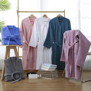 Men's Sleepwear El Cotton Towel Kimono Bathrobe Men Long Thick Absorbent Terry Bath Robs Solid Dressing Gown For Women Winter