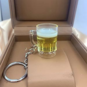 Key Rings Simulation Beer mug keychain Men And Women Couple Key Chain Bag Pendant Wholesale 231120