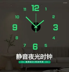 Relógios de parede 3D Relógio Luminoso DIY Relógio de Quartzo Reloj de Pared Horloge Murale Acrílico Espelho Adesivos Sala de estar Decoração de Casa