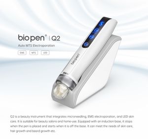 700mAh Wireless 5 Speed Level Triple Effects Skin Rejuvenate Bio Electroporation Bio Pen Q2 EMS Microneedling Microcurrent with LED Light for Beard   hair Regrowth