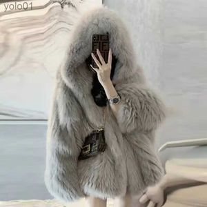 Women's Fur Faux Fur Winter Jackets for Women Hooded Fur Coat Fluffy Jacket Thicken Warm Faux Fur Jacket Luxury Brand Shipping Korean OuterwearL231121