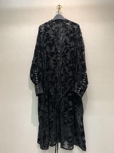 Casual Dresses Vintage Flocking Floral Print Black Dress Long One Piece Princess Lantern Sleeve Robe Longue Vestido Largo