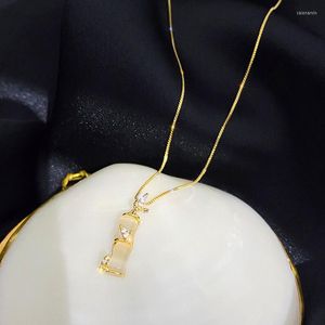 Chains Bamboo Series Necklaces For Women Rose Gold Color Korean Fashion Offers With Women's Clothing 2023 Gifts