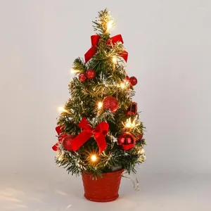 Decorazioni natalizie 1 pezzo 40 cm tavolo da pranzo LED albero luce notturna decorazione pino mini anno bonsai