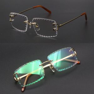 C Óculos Pequeno Quadrado Sem Aro Óculos Quadros Vintage Óculos Desinger Luxo Transparente Óptico Óculos Sem Aro 00920 Lente de Corte de Diamante Novo