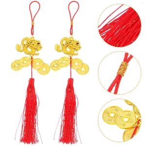 Decorações de jardim 10 pcs decoração de ouro dragão ano pingente pingentes tradicionais ornamentos pendurados chinês
