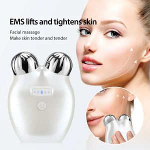 Ansiktsvårdsenheter EMS Lyft Microcourrent Roller Face Massager åtdragning av Anti Wrinkle Aging Massage Face Slimming Roller Skin Care Device 231120