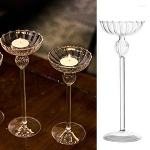 Świece 18 cm 21 cm 24 cm Europejskie wysokie stóp Pasped Glass Holder na przyjęcie weselne Romantyczne rekwizyty atmosfery Transparant Candlestick