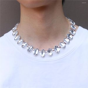 Choker Bling Charm Crystal Oval Necklace For Women Men 2023 Rhinestone Tennis Clavicle Chains Pendant Smyckesgåvor