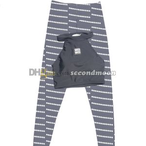 Top sportivo da donna sexy Halter T-shirt senza maniche lettere stampa pantaloni da palestra tuta traspirante di design