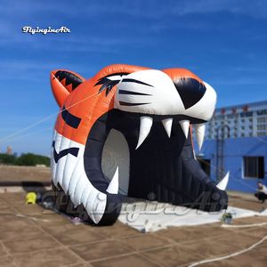 Partihandel Uppblåsbar Tiger Head Football Tunnel Cartoon Animal Mascot Team Entrance Airblown Sport Passage för gymnasiet Match