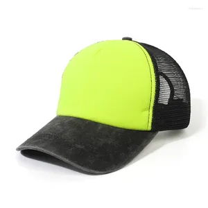 Ball Caps Summer Vintage Man Trucker Cap Plain Adjustable Mesh Hats For Women Outdoor Yellow Black Neon Orange Mint Green Pink Brown Blue