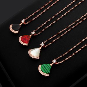 Pendant Necklaces B Letter Black White Red Green Skirt with Diamond Necklace