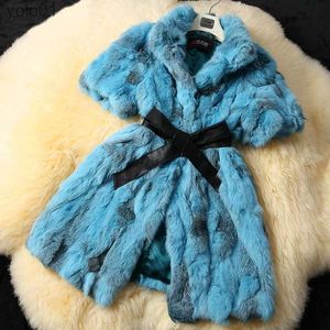 Pelliccia delle donne Pelliccia sintetica 2023 Donne Nuovo arrivo Reale Rex Cappotto di pelliccia di coniglio Genuino Naturale Del Coniglio del leopardo Giacca di pelliccia per le donne cappotto invernale DFP301BL231121