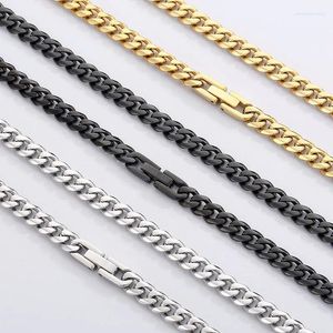 Catene Collana semplice in acciaio inossidabile spessa per donna Uomo Catena a maglia cubana lucida Gioielli alla moda color nero/argento/oro