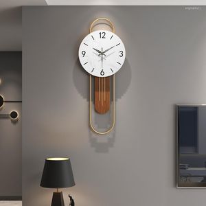 Wall Clocks Modern Simple Clock Living Room Luxury Creative Nordic Solid Wood Chinese Mechanism Reloj Pared Home Decoration