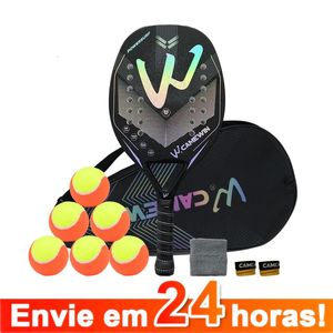 Tennisracket Tennisracketar Raquete Beach Tennis Lägg till bollar 3K full kolfiber grov yta tennisracket med täckväska skicka en överglue hög kvalitet 231120