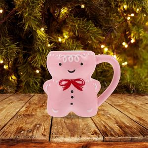 Mugs Christmas Gingerbread Man Cup Ceramic Coffee Decorative Milk Mug Xmas Party Favor 231120