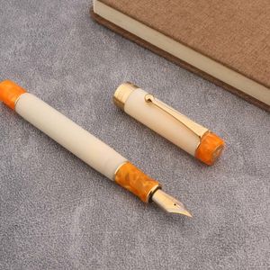 Fountain Pens Luxury Jinhao 100 Acrylic Fountain Pen white orange Classic Spin INK PEN School Student Office Stationery 230421