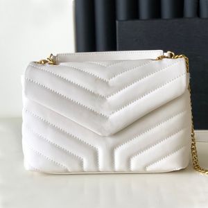 Loulou Puffer Lambskin 여자 가방 패션 단색 커버 어깨 크로스 바디 메신저 가방 레이디 디자이너 고급 퀼트 중간 가죽 핸드백 002