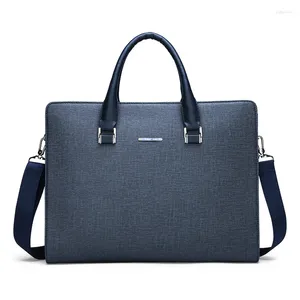 Briefcases 15.6 Inches Men's Business Causal Travel Large Capacity Blue Waterproof Oxford Laptop Bags