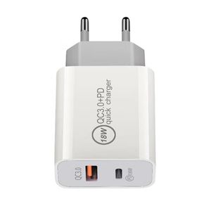 Snabb laddare QC 3.0 PD 18W Snabbladdning EU US USB Typ C Wall Charger Plug för telefon 14 Plus 12 11 Samsung S23 Plus