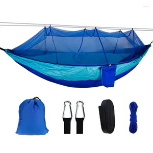 Camp Furniture 1-2 Person Portable Outdoor Camping Hammock With Mosquito Net High Tent Adjustable Straps