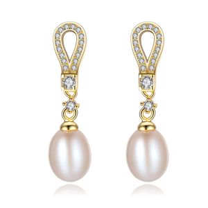 Vintage Pearl Dangle Earrings S925 Silver Micro Set Zircon Exquisite Long Earrings European Women Drop Earrings Wedding Party Jewelry Valentine's Day Gift SPC