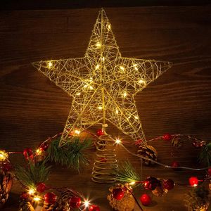 Noel Süslemeleri 1525cm Altın Flaş Ağacı Üst Demir Yıldız Dekorasyon Navidad Yıl 2024 Ulusal Noel 231121