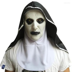 Parti Dekorasyonu 1 PCS/Lot Lateks Maskesi Cadılar Bayramı Dekorasyonları Tam Yüz Korkunç Bakire Mary Rahibe Yetişkin Giyim için Hafif Gözler Top Cosplay