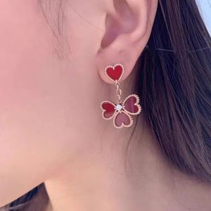 Dolce Effeuillage orecchini pendenti marchio di moda madreperla agata rossa orecchino ragazza orecchini a bottone accessori per gioielli regalo di nozze
