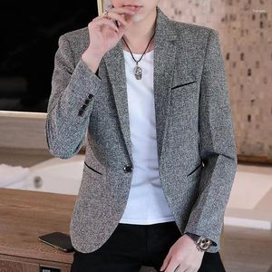 Ternos masculinos moda lapela botão bolsos cor sólida casual blazers roupas 2023 outono inverno solto coreano topos all-match