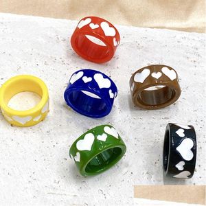 Cluster Rings 30Pcs Lots Bk Sweet Loving Heart Coppia Resina Acrilica Per Le Donne Moda Charm Amanti Regali Amico Party Jewelr Dhgarden Dhtsb