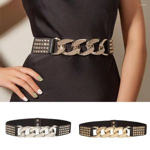 Belts Rivet Decor Women Belt Durable Faux Leather Stretchy Waistband Terrific Exquisite For Daily Wear