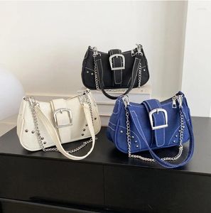 Abendtaschen Iskybob Y2K Vintage Frauen Unterarmtasche Leinwand Denim Koreanisch Lässig Niedlich Schulter Damen Punk Mode Handtasche 2024