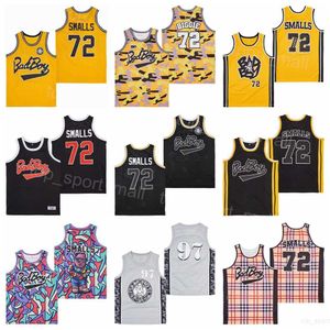 MOIVE 72 B.I.G. Biggie Smalls Basketball Jerseys Film Bad Boy Badboy College 1997 Retro Pure Cotton for Sport Fãs Universidade Pullover respirável Camisa da equipe