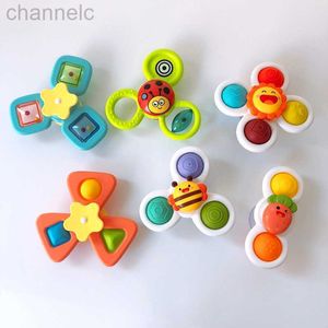 Bath Toys 1pcs Suction Cups Spinning Top Toy For Baby Game Infant Teether Relief Stress Educational Rotating Rattle Children