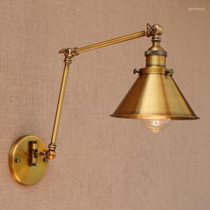 Wall Lamps Nordic Brass Retro Loft Style Industrial Vintage Lamp Adjustable Swing Arm Light Edison Sconce Applique Murale